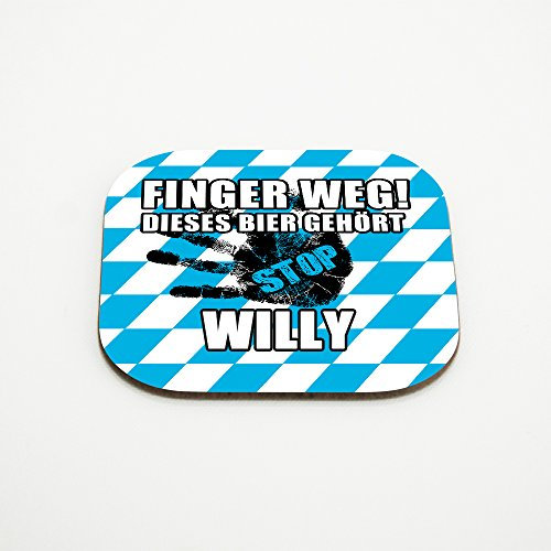 Untersetzer für Gläser mit Namen Willy und schönem Motiv - Finger weg! Dieses Bier gehört Willy