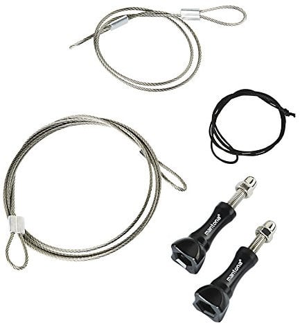 Mantona Sicherungsleinen Set (Edelstahl 40-100 cm, für Action Cams wie GoPro Hero 11 10 9 8 7 6 5 4 3+ Sicherheitsleine Universal, für viele Aktionkameras) schwarz/silber