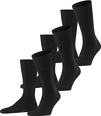 FALKE Herren Socken Airport Multipack M So Wolle Baumwolle einfarbig 3 Paar, Schwarz Black 3000, 47-48