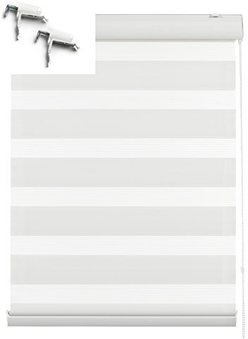 Doppelrollo Klemmfix Duo Rollo Aluminium Blende Seitenzugrollo Breite 40 bis 120 cm Länge 130 cm Tür Fenster Vorhang blickdicht lichtdurchlässig ohne Bohren Sichtschutz Sonnenschutz (50 x 130 cm)