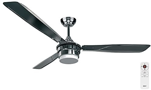 Fanelite - Brasseur d'air 142 cm gris MONA - Moteur DC 35W - Lumière LED 20W dimmable 3 couleurs - Télécommande - 3 pales - Très silencieux