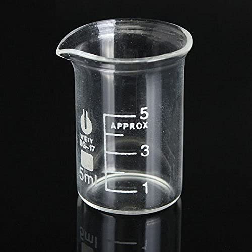 FEVERWORK 5mL Graduated Borosilicate Glass Beaker Volumetric Glassware For Laboratory