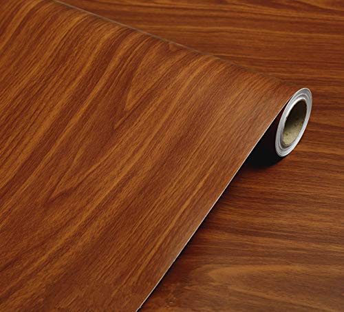 WDragon Self-adhesive Decorative Paper Brown Wood Grain Counter Paper Furniture Cabinets Wardrobe Shelf Liner Wallpaper,40cm X 250cm