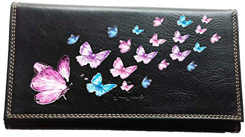 Syl'la Compagnon Tout-en-Un Porte chéquier en Simili Cuir Personnalisé Multi Papillons avec prénom