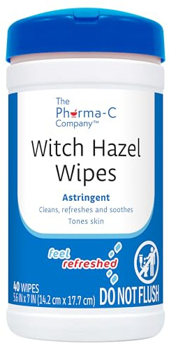 Toallitas 100% avellana de bruja (1 recipiente, 40 toallitas) de tóner y paños de limpieza astringentes