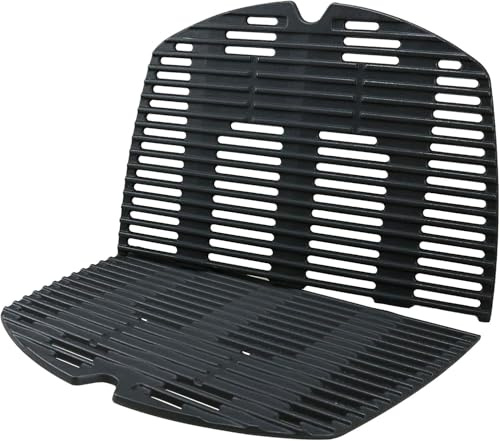 Uniflasy 7646 Grillrost Gusseisen 2 Stück für Weber Q300 Q320 Q3000 Q3200 | Gesamtmaße 63,5x45,2 cm, gleichmäßige Hitzeverteilung, Grillzubehör Gasgrill, Grillersatzteile, passend für 7584 57060001