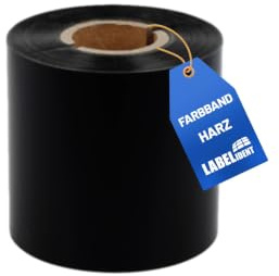 Labelident Thermotransfer Farbband Harz schwarz 60mm x 300m, Außenwicklung, kompatibel Zebra TSC GoDEX, für Folienetiketten