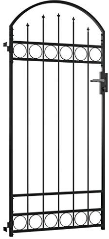 Festnight Puerta de Jardín con Arco de Acero Puerta Jardin Metalica Negro 89x200 cm