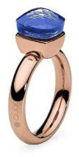 Qudo Firenze Edelstahl rose farbenem Ring mit blue Stein (blau) (56 (17.8))