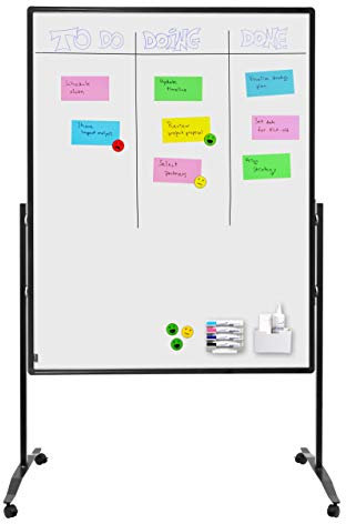 Legamaster Premium Plus Trennwand - weiß - 150 x 120 cm - doppelseitiges, magnetisches Whiteboard mit Flipchart-Funktion - mobil, höhenverstellbar und bakterienresistent