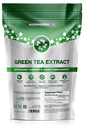 Green Tea Extract 450mg (9000mg Dry Herb Equivalent) – High Strength Pure Green Tea Tablets – 60 Tablets