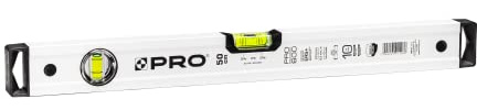PRO600 Wasserwaage 50cm mit 2% Gefälle - Ergonomischen Profil und ERS+ (Easy Reading System) Präzise Wasserwaage - Anti Shock Absorber Endkappen - Farbe Weiß
