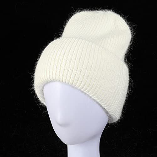 WQZYY&ASDCD Mütze Beanie Hut Mode Unisex Pure Color Beanie Hut Damen Strickmütze Damen Warme Schädelmütze 54Cm-60Cm Weiß