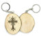 Porte-clés en bois naturel avec croix celtique, cristal, Jésus