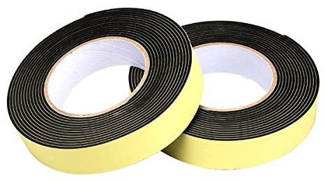 Unifizz Sponge Single Sided Tape Adhesive Foam Tape Weather Strip 5mm Thick 3m Length 40mm Wide Sticker Foam Glue Strip Sealing for Window Door Insulation, Black 2 Rolls