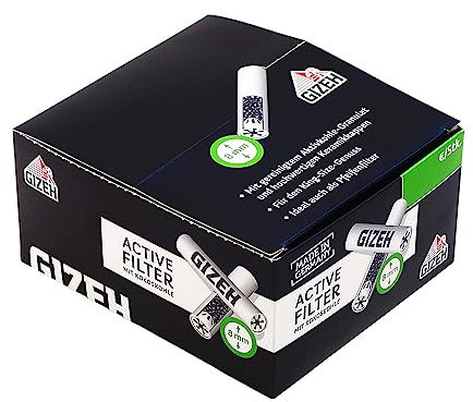 1 Box GIZEH Active Filter 8 mm Durchmesser, Aktivkohlefilter in der 200er-Box
