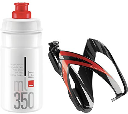 Elite kit Ceo Gourde + porte-bouteille Jet 350 ml Blanc/rouge