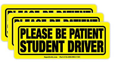 SIGNOGRAFX 3er-Pack Student Driver Car Magnet, Please Be Patient New Drivers, Vehicle Bumper Magnets, 9 x 3.5 Inches, High Reflector