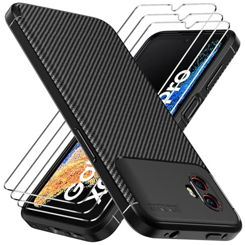 ivoler Coque pour Samsung Galaxy Xcover 6 Pro avec 3 Pièces Verre Trempé, [Protection Antichoc Militaire] Étui de Protection Mince Souple TPU Silicone Anti-Rayures Dos Bumper Housse, Noir