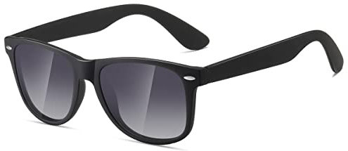 kimorn Polarizzate Occhiali Da Sole Classico Unisex Corno In Rotazione Anni Retro AE0300 (Nero&Grigio Graduale, 52)