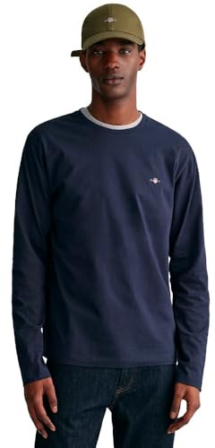 Gant Herren Reg Shield Ls T-Shirt T Shirt, Evening Blue, XXL EU