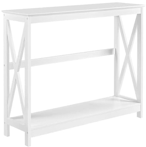 Abician Table Console Moderne en Bois Table de Canapé Rectangulaire avec 2 Étagères de Rangement pour Salon Vestibule Entrée Petits Espaces 101,5 × 30 × 81 cm Blanc