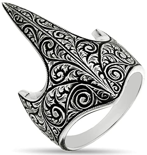 Gestempelt 925 Sterling Silber Auferstehung Ertugrul Ring Türkisch Osmanischer Bogenschütze Daumen Herren Ring Silber Charms Geschenk für Mann (59)