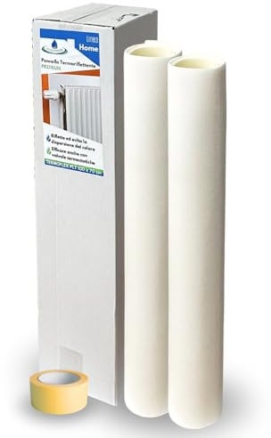 acquaverde | 2 Pannelli Termoriflettente per Termisifoni e Caloriferi in PLT Goffrato e Alluminizzato, cm. 70x100, Bianco con Biadesivo Incluso