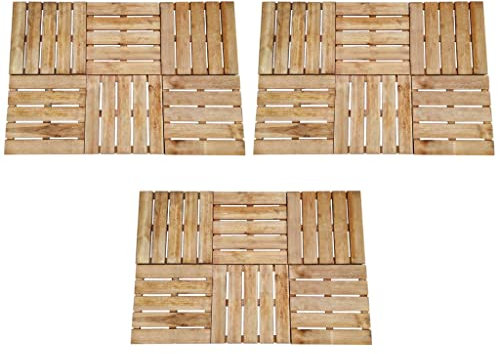 ZEYUAN Terrassenfliesen 18 STK Balkonbodenbeläge Wetterfest, Terrassenplatten, Terrassendielen, Balkonboden, Bodenfliesen Im Außenbereich, 50×50 cm Braun Holz