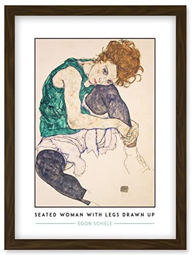 Wee Blue Coo Egon Schiele Seated Woman With Legs Drawn Up Expressionist Painting Artwork Framed Wall Art Print A4