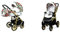 BabyLux Color Lux 2-in-1 Baby Kinderwagen Tief und Kinderwagen mit Zubehör Verstellbar und faltbar Aluminiumkonstruktion Wasserdichte Nicht abnehmbare Räder Small Roses Gold Frame