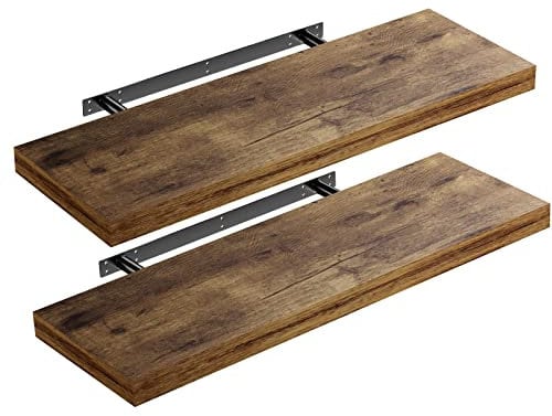 Casaria® 2X Wandregal Holz Dunkle Eiche Hängeregal mit Halterung 15kg Tragkraft Küche Wohnzimmer Flur Regal Schweberegal Bücherregal Holzregal 70cm