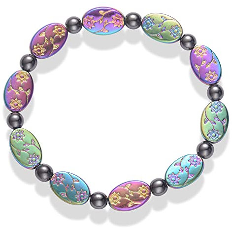 LParkin Magnetisches Häma-Armband, Steinperlen, Stein, magnetische Armbänder für Männer und Frauen, Energie-gesunder Schmuck, 18cm, Stein Stein: Obsidian Häma, Kein Edelstein