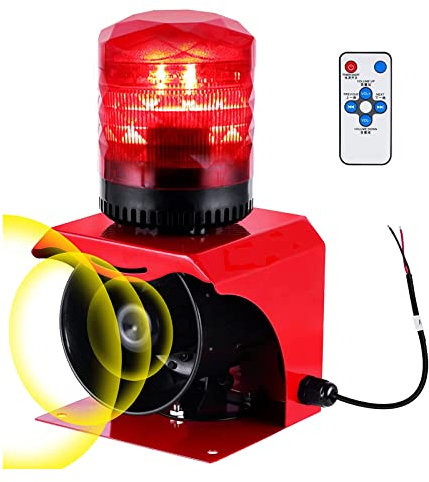 Sirène d'alarme industrielle JOSBY, 120 dB, rouge, étanche, avec télécommande, flash stroboscopique pour maison, ferme, gran