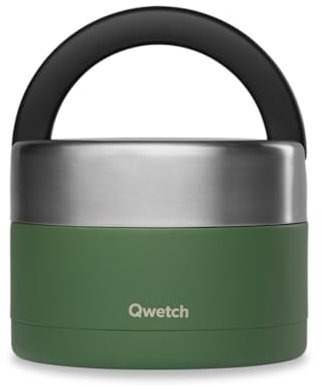 QWETCH - Lunch Box Isotherme Inox avec Poignée - Kaki 650ml - Boîte Alimentaire Repas Chaud - 5h Chaud et 7h Froid - Etanche & Sans-BPA
