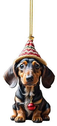 Cartoon niedlicher Hund, Auto-Anhänger, Weihnachtsbaum-Anhänger, Heimdekoration, Fenster-Auto-Ornament, Rucksack-Ornament, Weihnachten, weißer Elefant, Geschenk, 1 Stück Küchen (D-3, One Size)