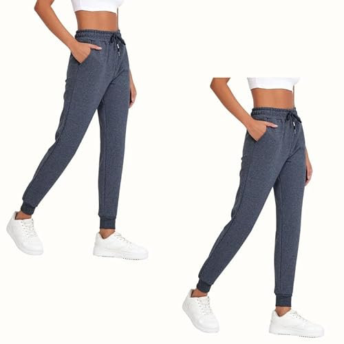 COMEOR Jogginghose Damen - Baumwolle Sporthose Lang Warme Trainingshosen, Frauen Freizeithosen, Sweatpants mit Regular Passform für Fitness, Yoga, Freizeit (2 Pack Dunkelgrau 2XL)