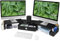 Supporto per doppio monitor con cassetto e gamba in metallo, grande supporto per monitor con spazio per 2 monitor, mensola da scrivania per monitor con lunghezza e angolo regolabili, organizer da