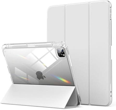 ZOYU Crystal Case for iPad Pro 11 inch 4th/3rd Generation 2022/2021, Hard Clear Back with Pencil Holder, Auto Sleep/Wake Support Pencil Wireless Charging, for iPad 11 Pro 2nd 1st 2020 2018 - Gray