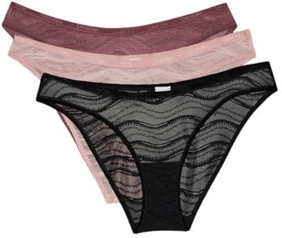 Calvin Klein Donna Slip Taglio Bikini Confezione da 3 Intimo, Multicolore (Black/Vintage Pink/Subdued), M