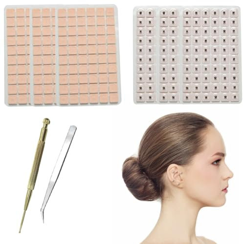 Ohrsamen Akupunktur,600 Stück Ohrmassage Aufkleber,AkupunkturstiftMulti-Konditionsmassage,Akupressur-Set,mit 1 Pinzette