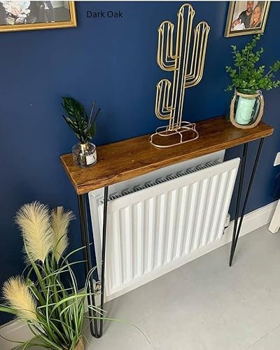 Urban Reclamation Buttermere Rustic Console Table with Hairpin Legs | Reclaimed Scaffold Board Hallway Table | Handmade Radiator Cover Made from Solid Wood (Dark Oak, 140cm)