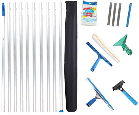 MiSMiAO 10M Teleskop-Fensterreiniger-Abzieher | Professioneller Fensterwischer 35CM |Professionelles|Fensterreinigungsset|Fensterreinigungswerkzeug und für Innen- und Außenbereich[10M-5]