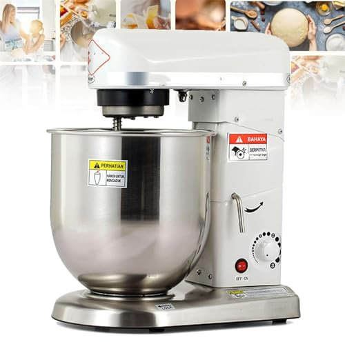 ZHIXUMM Batteur sur Socle De Cuisson, 5l, 7l, 10l, Batteur sur Socle éLectrique, MéLangeur De Cuisine à 3 Vitesses, avec Bol en Acier Inoxydable, Crochet PéTrisseur, Fouet, Batteur,10L-White