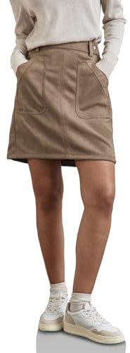 STREET ONE Damen A361576 Rock Im Velours-Look, Rich Mocha, 42W EU