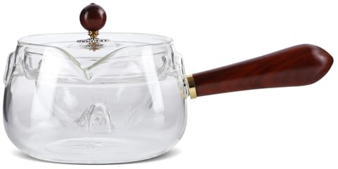 360 Rotation Chinesisches Glas teekanne, 500 ml Kanne Mit Seiten Holzgriff Teekanne