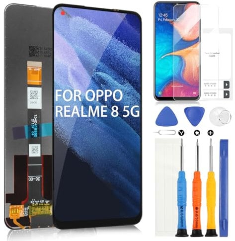 LCD Screen for Realme 8 5G Display for Realme8 5G RMX3241 Touchscreen Digitazer Full Assembly Replacement Screen with Repair Kit (6.5 Inches, Black)