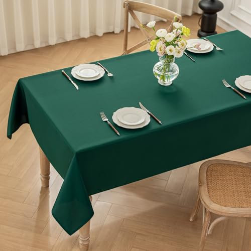 Moonooda Tischdecke Grün Waschbar, 140X180cm Tischdecken Tischtuch aus Polyester, Leicht wasserabweisend mit Lotuseffekt, Dauerhaft Kratzfest für Haus, Hochzeiten, Party