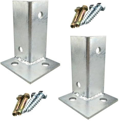 Post Anchor Base, Deck Post Base, Adjustable Post Base Heavy Duty Wood Fence Pergola Post Brackets Reversible Half Column Deck Post Anchor Base Fit 2x2,2x4,4x4 Posts, Patio(2pcs,Height 100mm)
