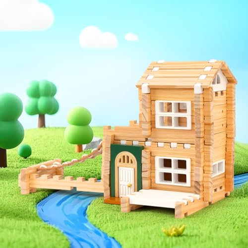 Jovi-mindly Bauklötze Set Holzspielzeug (102 Teile) mit Aufbewahrungstasche, Pädagogische Klassische Holzklötze für Kleinkinder ab 3 Jahren für Jungen und Mädchen, FSC-Zertifiziert